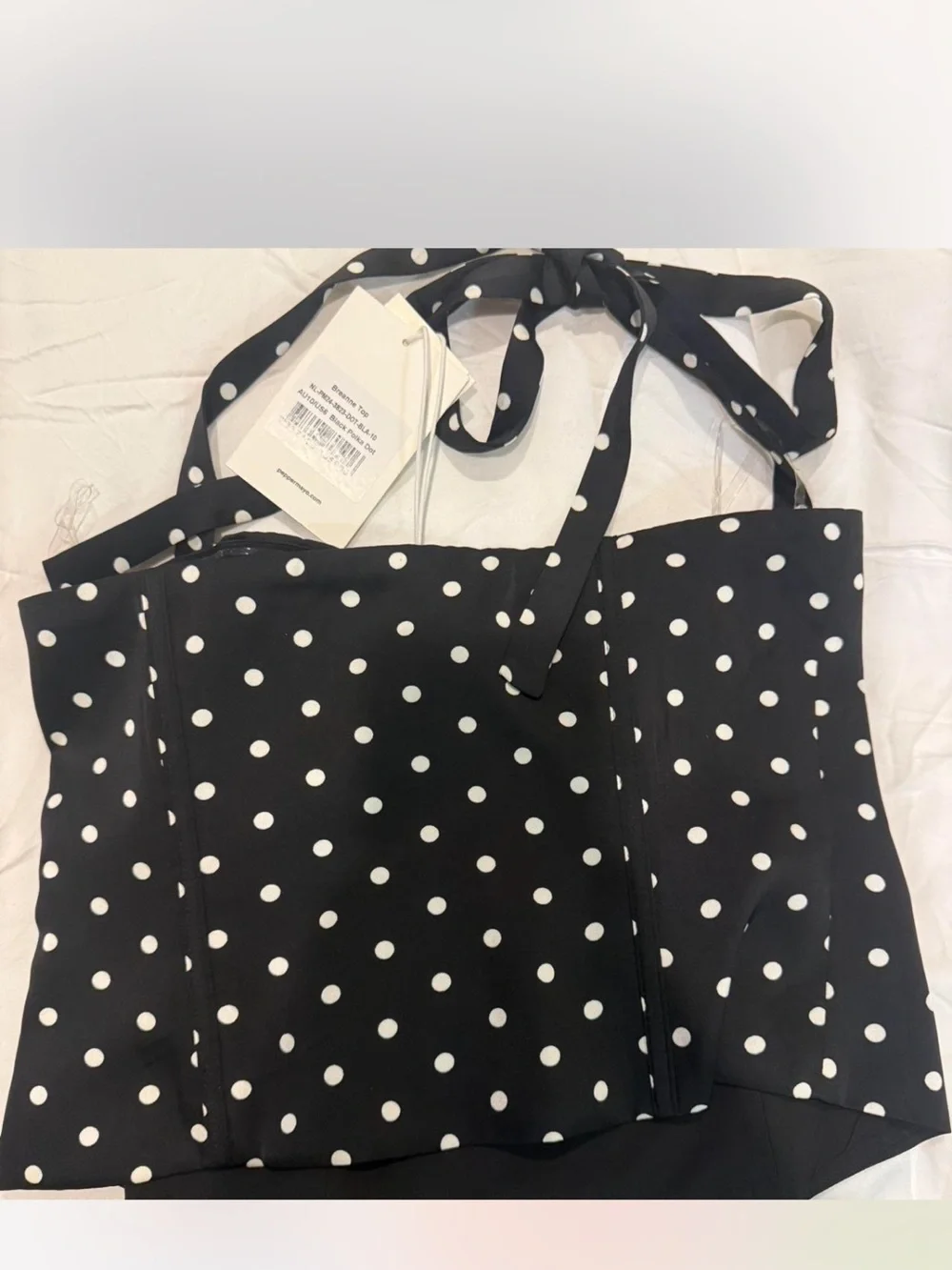 Peppermayo Black and White Polka Dot Halter Top - Picture 3 of 4
